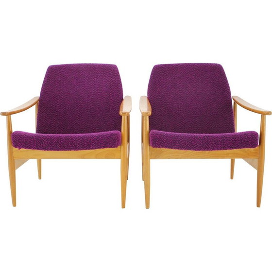 Image 1 of Paire de fauteuils violets vintage, Tchécoslovaquie années 1960