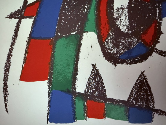 Image 1 of Joan Miro : "Lithographie Ii, 1975". Lithographie originale en couleur, signée au dos.