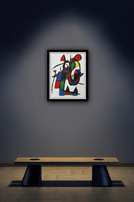 Image 1 of Joan Miro : "Lithographie Ii, 1975". Lithographie originale en couleur, signée au dos.