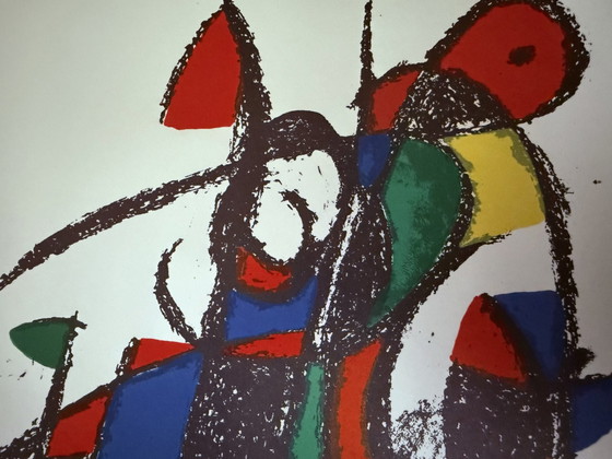 Image 1 of Joan Miro : "Lithographie Ii, 1975". Lithographie originale en couleur, signée au dos.