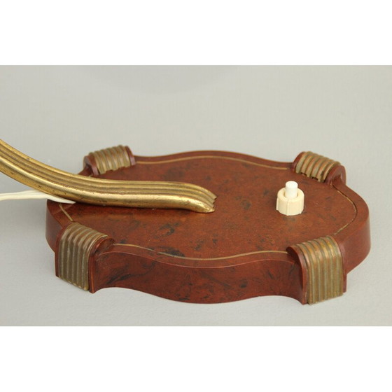 Image 1 of Lampe de table Vintage Art Deco en bakélite, laiton, carton et verre opale, Allemagne années 1930