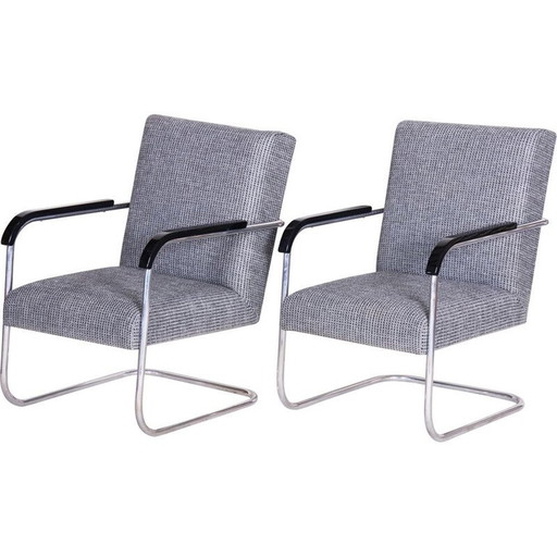 Paire de fauteuils gris vintage par Anton Lorenz pour Mucke Melder, années 1930