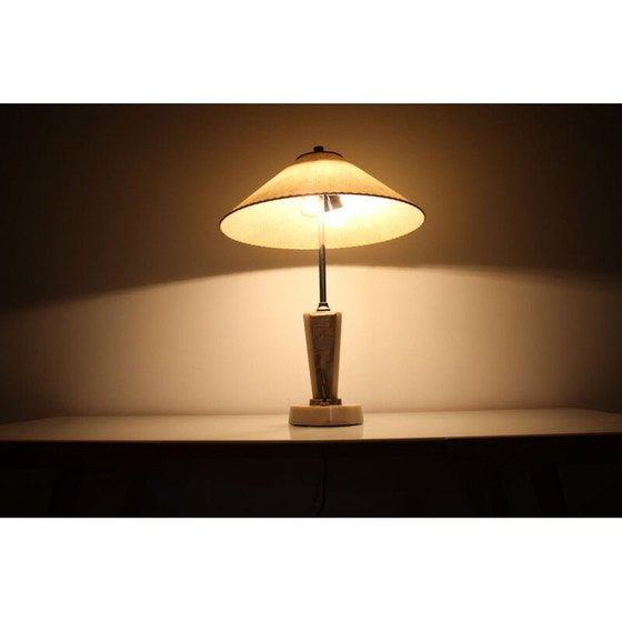 Image 1 of Lampe de table vintage en marbre et métal par Kámen Praha, 1950