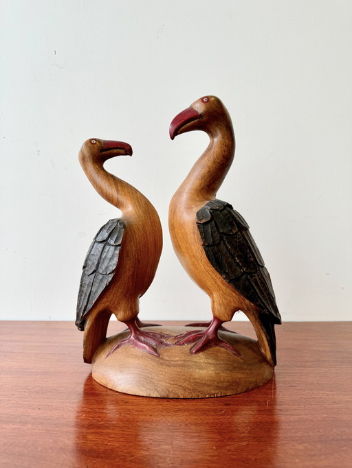 Petite sculpture d'oiseau africain en bois