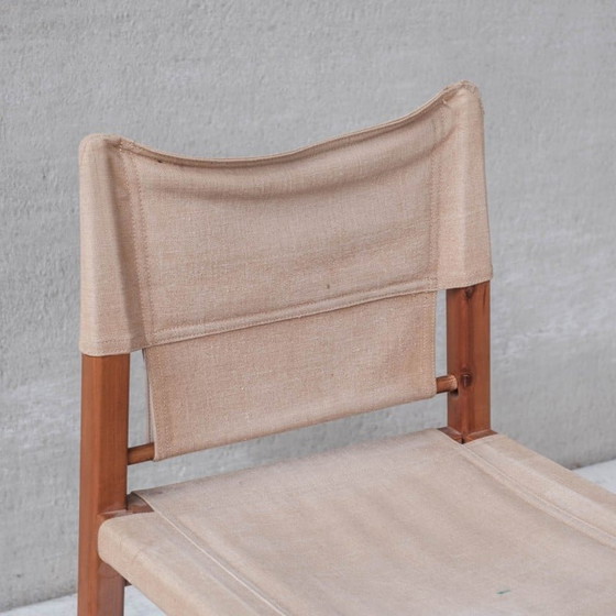 Image 1 of Ensemble de 6 chaises vintage en bois et tissu, Italie, années 1970