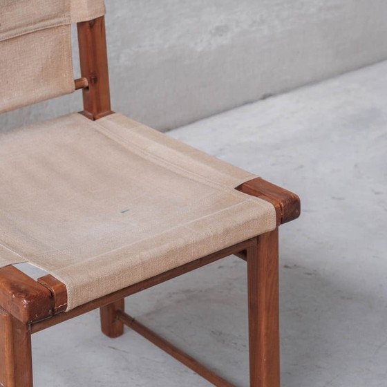 Image 1 of Ensemble de 6 chaises vintage en bois et tissu, Italie, années 1970