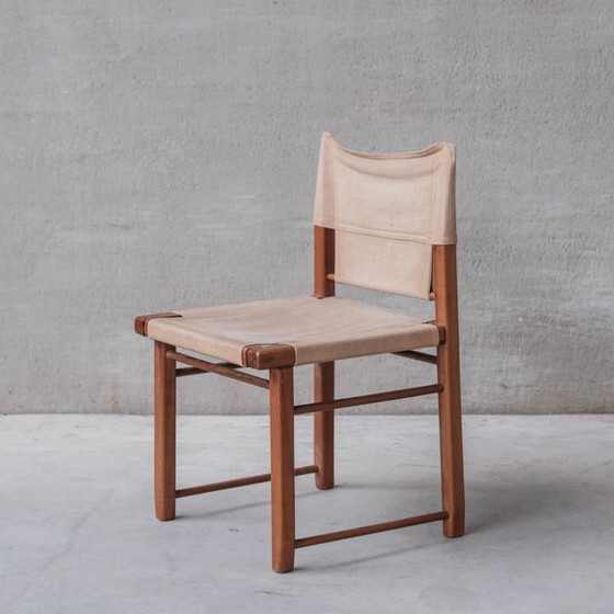 Image 1 of Ensemble de 6 chaises vintage en bois et tissu, Italie, années 1970