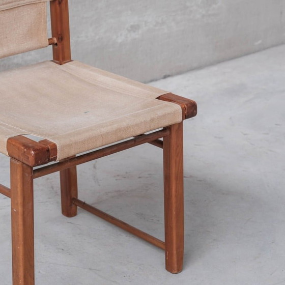 Image 1 of Ensemble de 6 chaises vintage en bois et tissu, Italie, années 1970