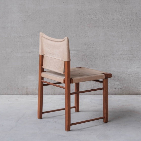 Image 1 of Ensemble de 6 chaises vintage en bois et tissu, Italie, années 1970