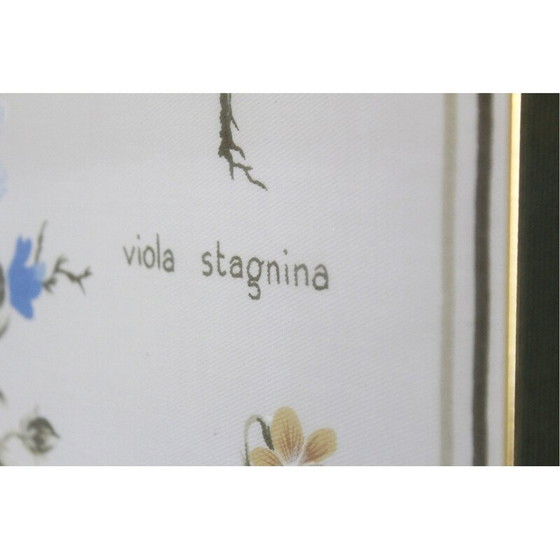 Image 1 of Peinture vintage de violettes avec un cadre en bois, 1960