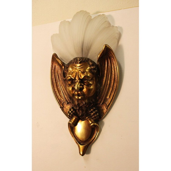 Image 1 of Paire d'appliques Art déco en bronze et verre