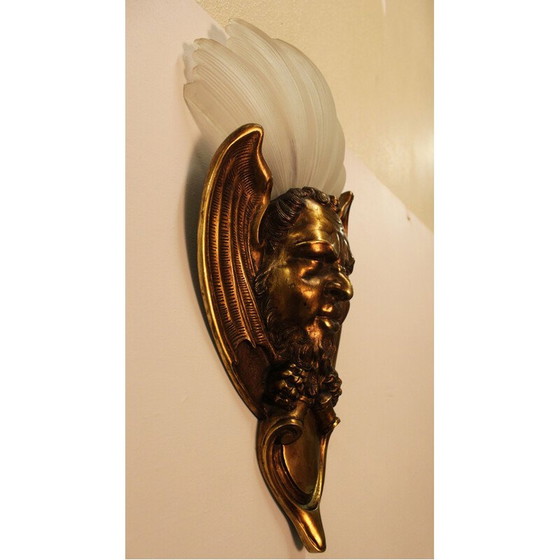 Image 1 of Paire d'appliques Art déco en bronze et verre