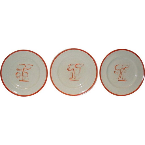 Ensemble de 3 assiettes vintage de Gio Ponti pour Richard Ginori, 1933