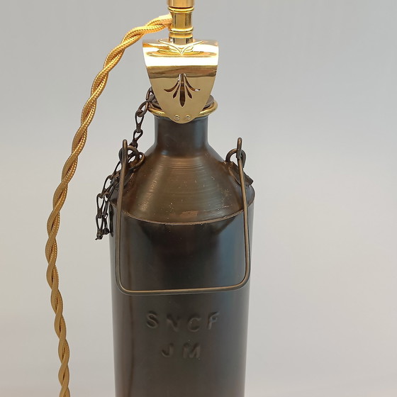 Image 1 of Luminaire Bidon Sncf – Pièce Unique Artisanale En Laiton