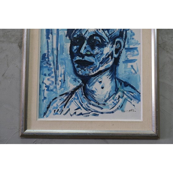 Image 1 of Portrait vintage à l'huile sur toile par Erik Heinertz, Suède 1960