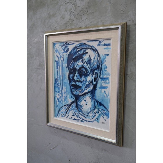 Image 1 of Portrait vintage à l'huile sur toile par Erik Heinertz, Suède 1960