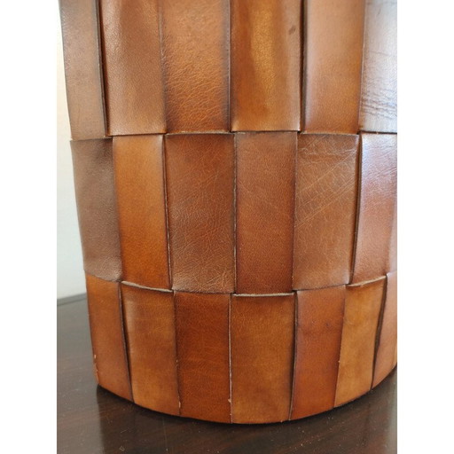 Lampe de table vintage en cuir brun