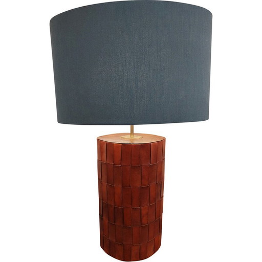 Lampe de table vintage en cuir brun