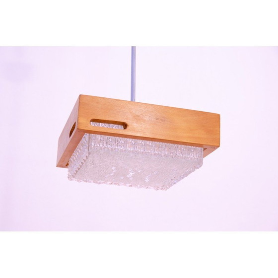 Image 1 of Lampe suspendue vintage en verre et chrome, Tchécoslovaquie 1970