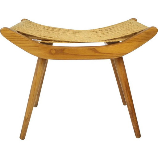 Tabouret en bois du milieu du siècle, Tchécoslovaquie, années 1960