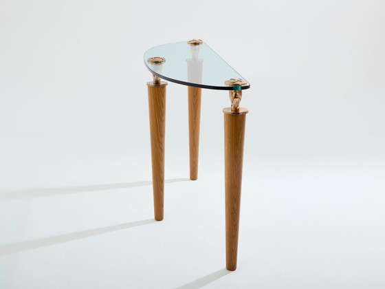 Image 1 of Table console en chêne massif et verre bronze Garouste & Bonetti 1995