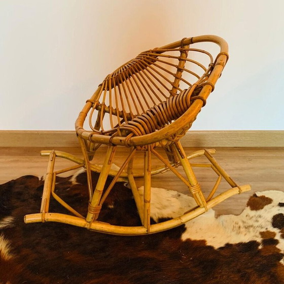 Image 1 of Vintage children's rattan rocking chair