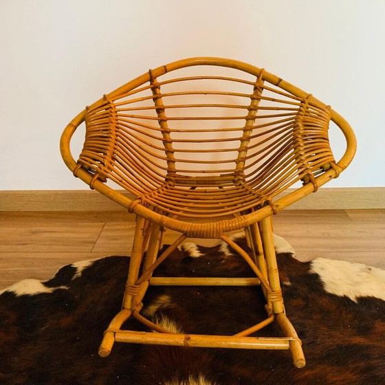 Image 1 of Vintage children's rattan rocking chair