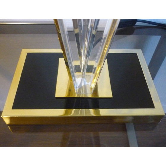 Image 1 of Lampe en plexiglas et laiton du Mid Century - années 1970