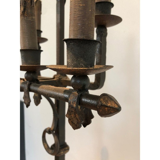 Lampadaire vintage en fer forgé et doré par Parquet, France 1940s (photo 8 of 13)