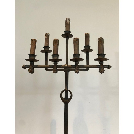 Lampadaire vintage en fer forgé et doré par Parquet, France 1940s (photo 6 of 13)