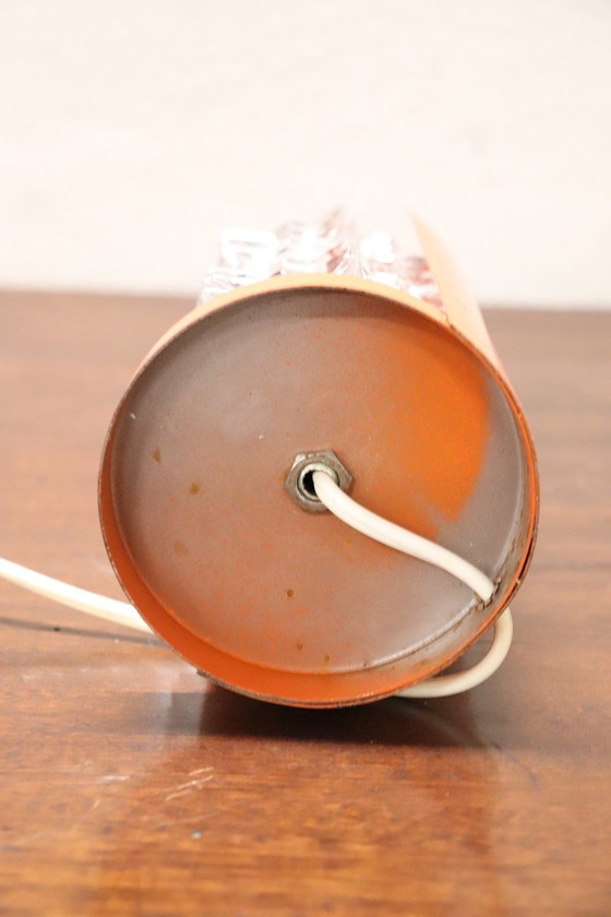 Image 1 of Petite lampe de table en verre de Murano et métal orange, 1950S