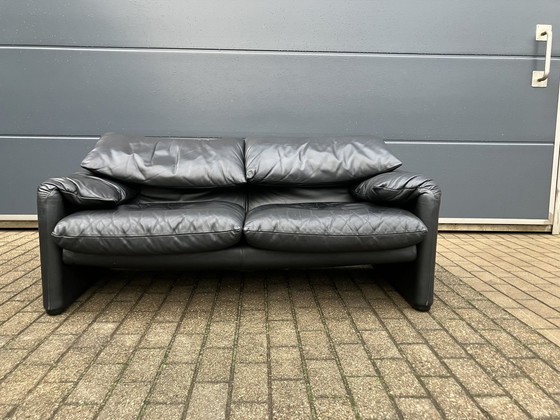 Image 1 of Cassina Maralunga 2Seater, Original Black Leather, Top condition !