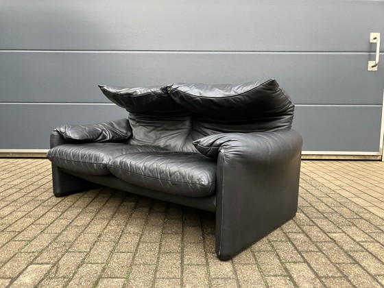 Image 1 of Cassina Maralunga 2Seater, Original Black Leather, Top condition !