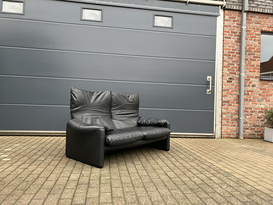 Image 1 of Cassina Maralunga 2Seater, Original Black Leather, Top condition !