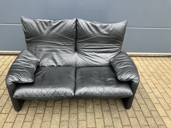 Image 1 of Cassina Maralunga 2Seater, Original Black Leather, Top condition !