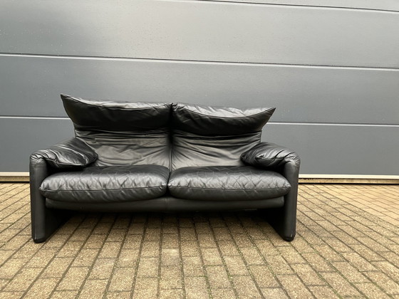 Image 1 of Cassina Maralunga 2Seater, Original Black Leather, Top condition !