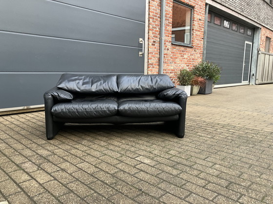 Image 1 of Cassina Maralunga 2Seater, Original Black Leather, Top condition !