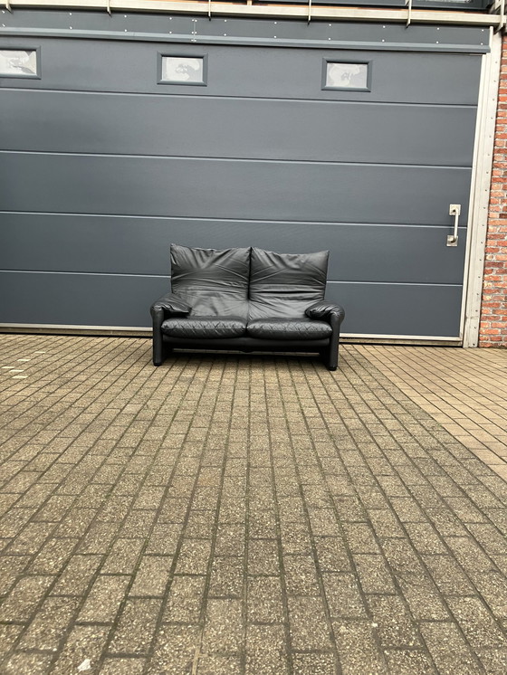 Image 1 of Cassina Maralunga 2Seater, Original Black Leather, Top condition !