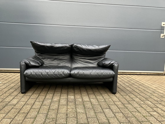 Image 1 of Cassina Maralunga 2Seater, Original Black Leather, Top condition !