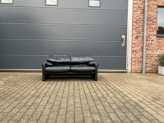 Image 1 of Cassina Maralunga 2Seater, Original Black Leather, Top condition !