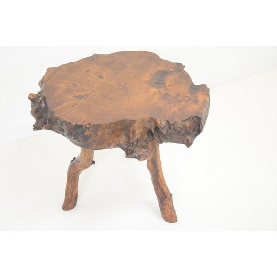 Image 1 of Table basse vintage brutaliste en bois d'olivier massif, 1980