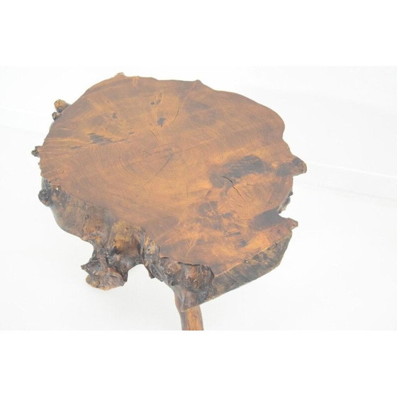Image 1 of Table basse vintage brutaliste en bois d'olivier massif, 1980