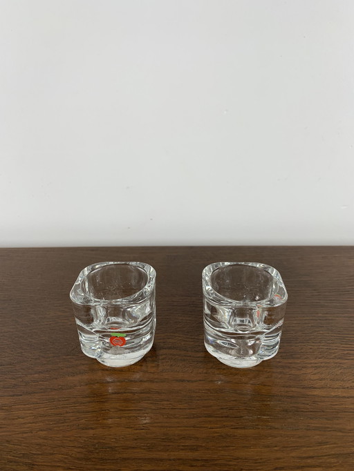 Duo de bougeoirs en verre du Golfe, 1970S