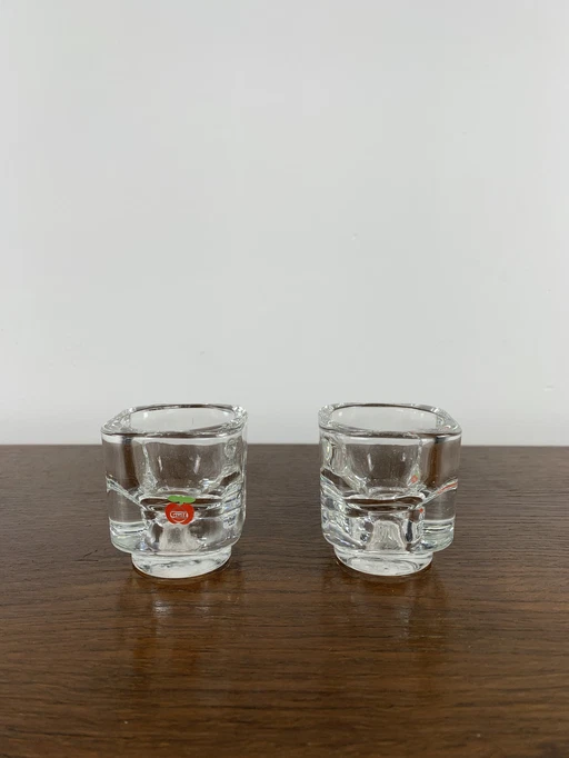 Duo de bougeoirs en verre du Golfe, 1970S