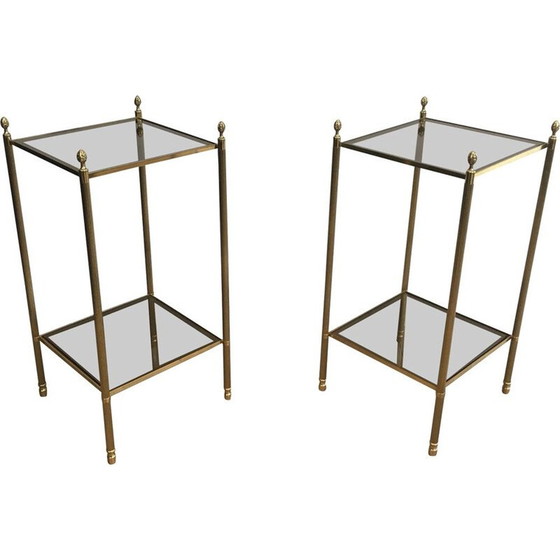 Image 1 of Paire de tables d'appoint en laiton pour la maison Jansen, France 1940