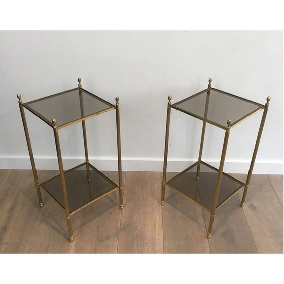 Image 1 of Paire de tables d'appoint en laiton pour la maison Jansen, France 1940