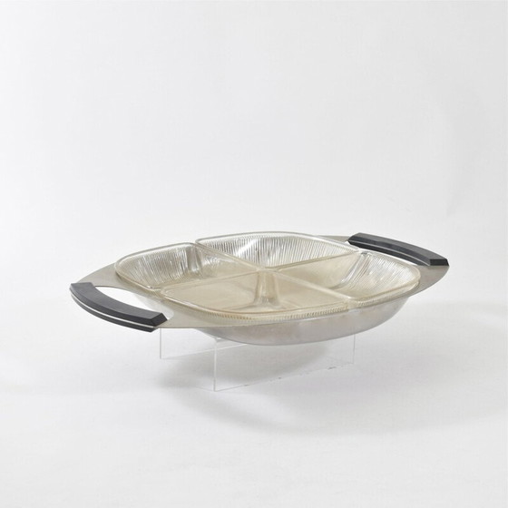 Image 1 of Plateau à hors d'oeuvres vintage en métal argenté, 1930