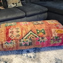 Xl Tabouret berbère vintage en laine véritable
