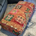 Xl Tabouret berbère vintage en laine véritable