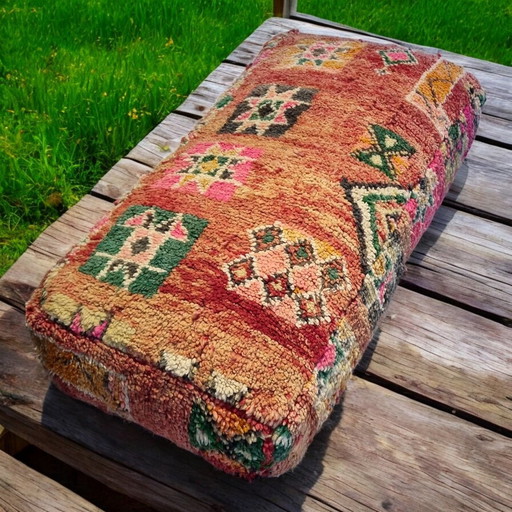 Xl Tabouret berbère vintage en laine véritable